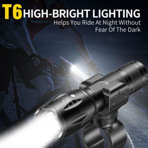9000LM Powerful LED Flashlight Bycicle Lamp Tactical Bike Torch T6 Zoomable Lanterna 5 Mode Outdoor Running Using AAA or 18650