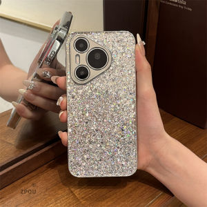 ZPOU Huawei Pura70 Pro+ Phone Case Electroplating Drip Glue Full Screen Sparkling Powder P70 Ultra Simple High-End P60 pro Creative Lanyard P50 Anti-Fall Womens Style