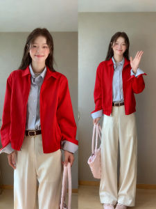 SUHUIQIAN | Red Short Vintage Style Jacket
