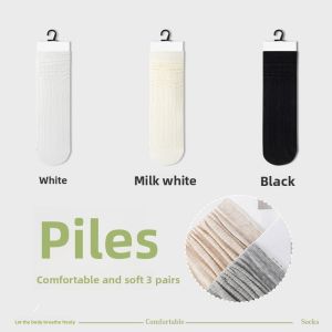 MiiOW | Womens Mid-Calf Pure Color Socks Anti-Odor Absorbent 2025 New Style Versatile Antibacterial Cotton Blend Socks For Autumn