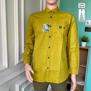 KEMEJA POLOS PRIA LENGAN PANJANG BAHAN KATUN CIGARET TEBAL WARNA HITAM