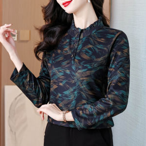 Brushed Thickened Cashmere Stand-up Base Shirt Womens Autumn and Winter Wild Slimming Shirt Western Style Ladieswear Inner Wear Outer Wear Tops