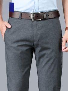 ROMON | Loose Straight Leg Mens Casual Pants Spring Autumn New Style Elastic Dad Business West Pants Fashion Urban Polyester Blend