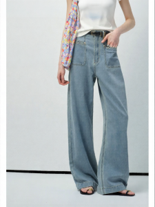 VEGA CHANG | Quần Jeans Thẳng Lyocell Vintage Blue Dành Cho Người Bé Gọn