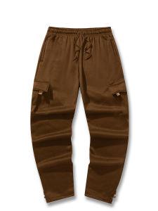 Mens Sweatpants Straight Fit Casual Pants Autumn Winter Men Running Jogger Sports Gym Trousers Solid Color Multi-pocket Pants