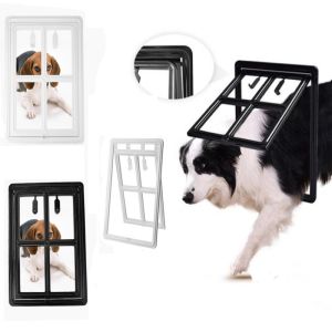Pet Door for Mosquito Proof Screen Window Security Flap Gates Pet Tunnel Dog Fence Free Access Lockable Plastic