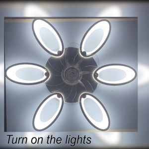 Round white 360 °shaking headfan ceiling light 6-speed 3- color timingAPP controlsuitable bedroomsliving kitchens