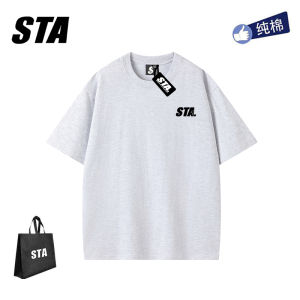 เสื้อยืดคอกลมแขนสั้นผ้าฝ้ายแท้พิมพ์ลายโลโก้พื้นฐานสำหรับผู้ชายและผู้หญิง ทรงหลวม แฟชั่นอเมริกัน เสื้อยืดคู่รัก แบรนด์แฟชั่นที่มีน้ำหนัก