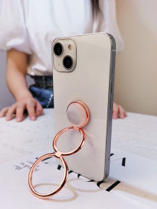 Portable Expanding Metal Phone Stand Womens Style Cats Eye Stone Ring Double Pull Ring Electroplated Alloy Desktop Support Bracket Universal Multi-functional Rotatable Foldable Adhesive Back Sticky