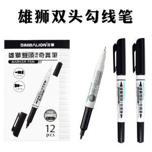 ปากกาวาดเส้นเล็กด้ามคู่แบบมีหัวสองข้างที่ทนทานสำหรับเด็ก เครื่องมือวาดภาพแบบมือถือสีดำและสีสันสดใส ปากกาหมึกน้ำมัน ขนาดเล็ก ด้ามคู่ สำหรับเด็ก