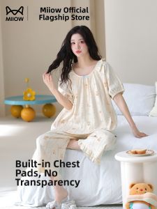 MiiOW | Cotton Summer Womens Sleepwear Set with Pads Outwear Suitable