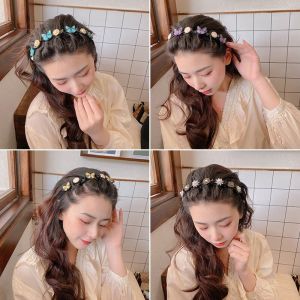 Korean Fashion Hair Band with Clips Simple Pearl Braided Hair Fixed Hair Hoop Bangs Headband Braided Hair Accessories Hair Styling Tools