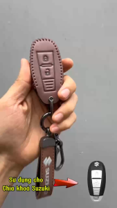 Ốp Chìa Khóa Xe Suzuki Swift Ciaz Vitara Ertiga Chìa 2 3 Nút Da Màu Nâu Và Đen Có Dây Móc Khóa Đi Kèm Lịch Sự