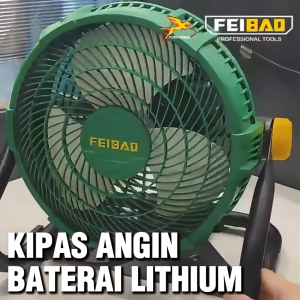 FEIBAO Kipas Angin Baterai 21V Portable – 4 Kecepatan Tahan Air Bisa Digantung & Putar 180°