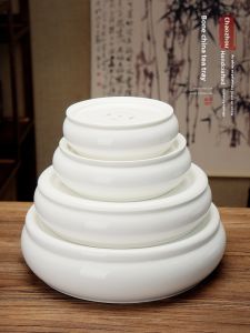 MIANXIAOCHENG | Ultra-thin Pure White Bone China Round Tea Tray