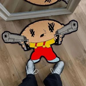 VIKAMA Creative Curved Floor Mats Funny Cartoon Entry Floor Mats with Anti-Slip Function Interior Home Decorative Carpets