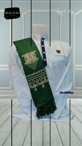 Sorban Hitam Kashmir Motif Pintu Aceh Rayon Print Perlengkapan Sholat Berjamaah Pria Muslim Ramadhan