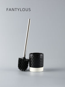 Durable Ceramic Toilet Brush with Extended Handle No Dead Angles for Home Use High Aesthetic Value Stainless Steel Handle