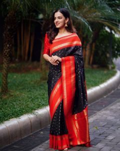 Soft Lichi Silk Saree Zari Weaving Silk Sarees for Women with Rich Border & Pallu Partywear Festivalwear Silk Sarees for Women