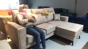 [FREE INSTALLATION]  I HOME ROBIN Free Adjustable 3 Seater L-Shape Washable Fabric Sofa