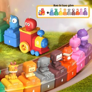 Đồ Chơi Tàu Hơi Nước Điện Tử Cho Trẻ Em Với Đèn & Nhạc Bộ Xe Kỹ Thuật Mini Đồ Chơi Xếp Hình Quà Giáng Sinh Cho Bé Trai Nhựa ABS 4-12 Tuổi