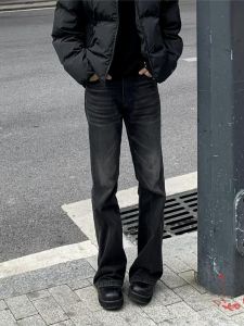 Cleanfit American High Street Handmade Washed Black Jeans Mens Straight Leg Slimming Long Trousers Trendy Youth Wear