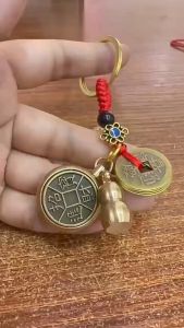 WHL 大师開光 钥匙扣 转运十二生肖招财钥匙圈 旋转手把件 汽车钥匙扣挂件 五帝錢 銅葫蘆 風水擺件 keychain rantai kunci