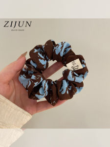 ยางรัดผมลายดอกไม้สไตล์ฝรั่งเศสสำหรับผู้หญิง ยางรัดผมทรงกลม ยางยืดสูง ยางรัดผมที่ทนทานและไม่ทำลายผม