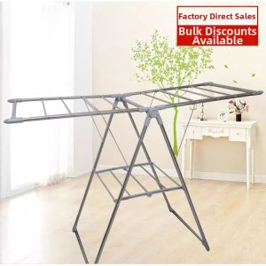 Foldable Double Layer Stainless Steel Clothes Rack