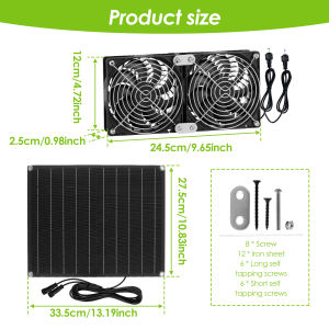 Solar Powered Fan Exhaust Fan12V 25W Waterproof Dual Exhaust Fan Air Extractor For Camping Greenhouse Kitchen Animal House