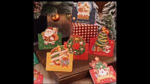 5-10pcs 3D Christmas Greeting Cards Cute Folded Blessing & Thank You Cards Festive Holiday Message Cards High Quality Paper Gift