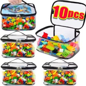 10Pcs Extra Large Clear Acrylic Storage Bag Thick Waterproof Organizer for Cosmetics Travel Reusable Transparent Pouch System