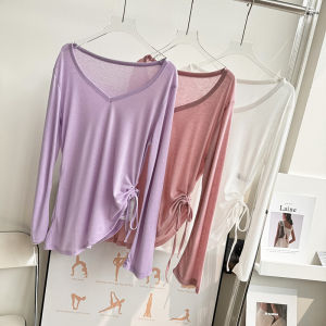 OzalCtree เสื้อโยคะสำหรับผู้หญิงเสื้อสำหรับใส่ในฟิตเนสคอปกสะโพกระบายอากาศได้ดีเนื้อนิ่ม