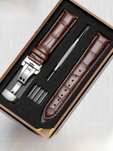 Woalmorn | Butterfly Buckle Genuine Leather Watch Strap