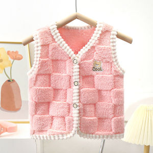 [เสื้อกั๊กเด็กบุขนแกะผ้าฟลานเนลฤดูใบไม้ร่วง/ฤดูหนาว] เสื้อกั๊กลายสก็อตหมี เสื้อกั๊กหลากสีสำหรับเด็กชายและเด็กหญิง เสื้อกั๊กนุ่มและสวมใส่สบาย