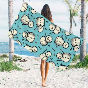 cyan snowman Beach Towels Ultra Lightweight Quick Drying Super Absorbent Summer Essential Fast-Drying Towel for Beach