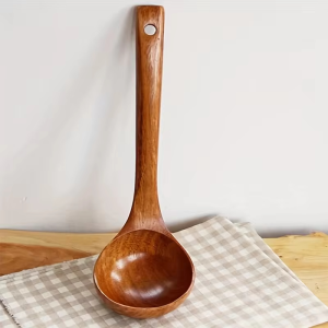 1pc Non-Stick Wooden Cooking SpoonDaily Solid Anti-scalding Soup Ladle For Kitchen