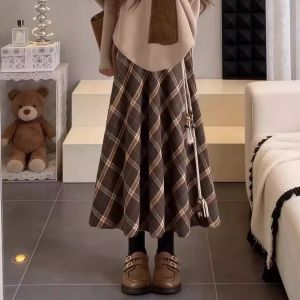 XUECAIQI | Korean Style Winter Knit Sweater and Check Skirt Set