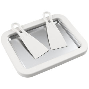 Rolled Ice Cream Tray DIY Frozen Yogurt Maker Trays with 2 Scrapers Portable Rolled Ice Cream Maker Kit for Home Ice-cream Tools