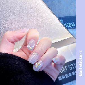 3D Nail Art Stickers Adhesive Soft Gel Wearable Nail Tips with Diamond Decorations Nail Art Decals Easy to Apply No Baking Required