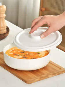 Bát Hấp Bằng Gốm Sứ Trắng Có Nắp Dùng Trong Lò Vi Sóng Bát Đựng Súp Dùng Trong Gia Đình Bát Hấp Trứng Cá Cược Sứ Trung Quốc