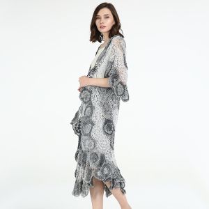 Elegant Lady Handmade Hollow out Knitted Cotton Open Cardigan Thin Loose Outerwear Midi Length for Daily Wear Commute