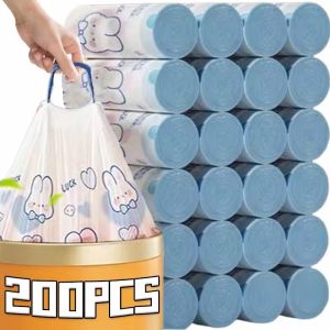 200Pcs Drawstring Garbage Bag Large Capacity Handheld Trash Bag Portable Waste Bag Kitchen Dormitory Living Room Storage Trash Pouch
