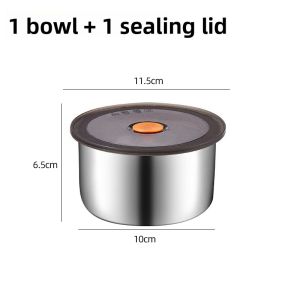 Stainless Steel Lunch Box with Lid Kitchen Refrigerator Storage Container round Partition Box Bento Box Simple Style Home Use