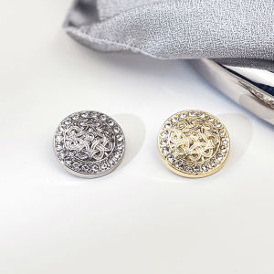 Elegant Metal Button Hollow out Design Womens Sweater Coat Button Simple Diamond Embellished Jacket Button Sewing Accessory