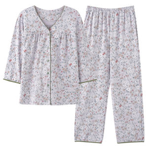 Bộ đồ ngủ nữ MiiOW bằng cotton dài tay quần dài size lớn thoải mái - mùa hè