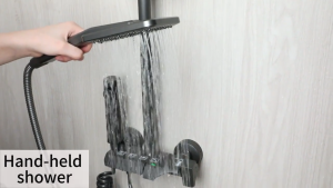 4 in1/3 in1 Stainless Steel Shower Head Black Rainfall Shower Faucet Set with Storage Shelf
