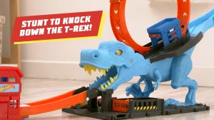 Hot Wheels Track Play Set T-Rex Trex Chomp Down Pelontar Dinosaurus