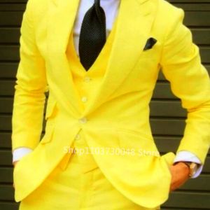 3PCS Mens Formal Tuxedo Set with Peaked Lapel Blazer Vest Pant Fashion Business Suits For Party Wedding Groom