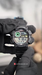Jam Tangan Pria Casio General WS-1500H-1A Illuminator Digital Dial Black Resin Band
